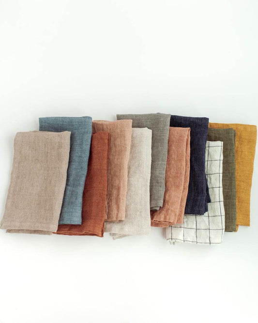 Stone Washed Linen Hemmed Dinner Napkins - Loft&Timber