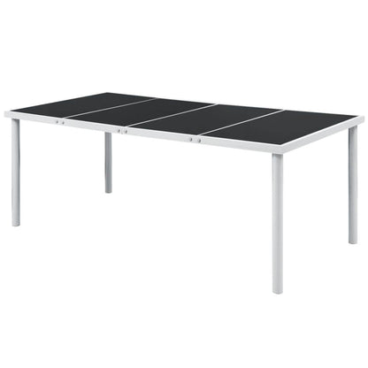vidaXL Outdoor Dining Table Patio Table with Glass Top Garden Furniture Steel - Loft&Timber