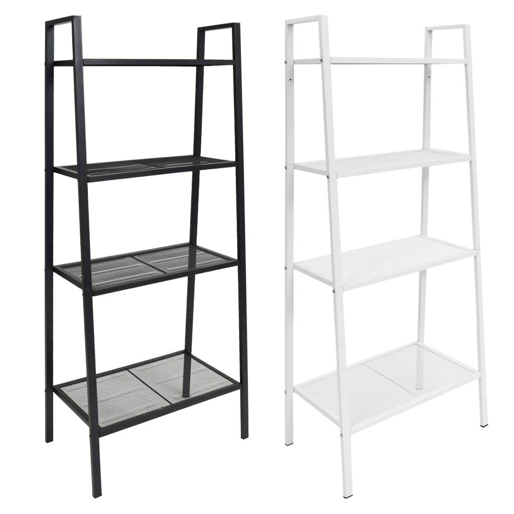 vidaXL Bookshelf Ladder Bookcase Plant Display Shelving Unit 4 Tiers Metal - Loft&Timber