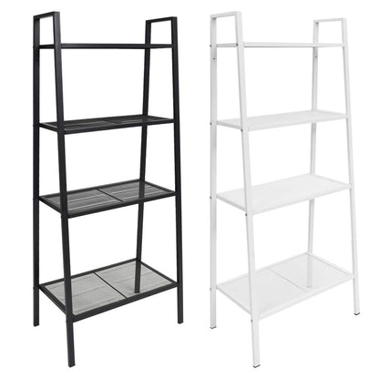 vidaXL Bookshelf Ladder Bookcase Plant Display Shelving Unit 4 Tiers Metal - Loft&Timber