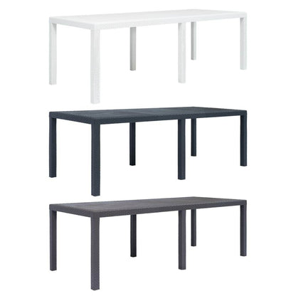vidaXL Patio Table Garden Outdoor Porch Dining Table with Rattan Look Plastic - Loft&Timber
