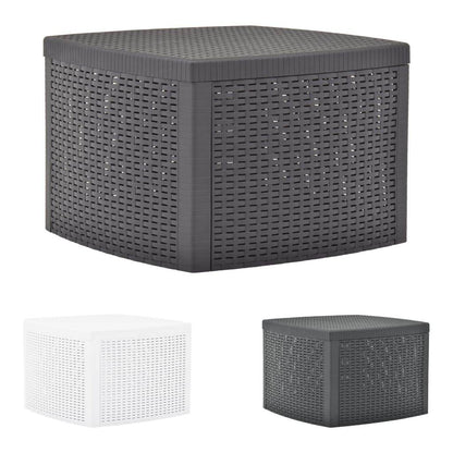 vidaXL Outdoor Side Table Garden Patio End Coffee Table with Storage Plastic - Loft&Timber