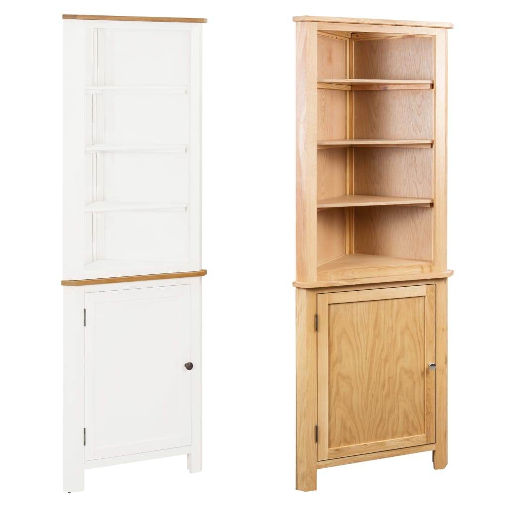 vidaXL Corner Cabinet Bathroom Corner Cabinet with Shelves Solid Wood Oak - Loft&Timber