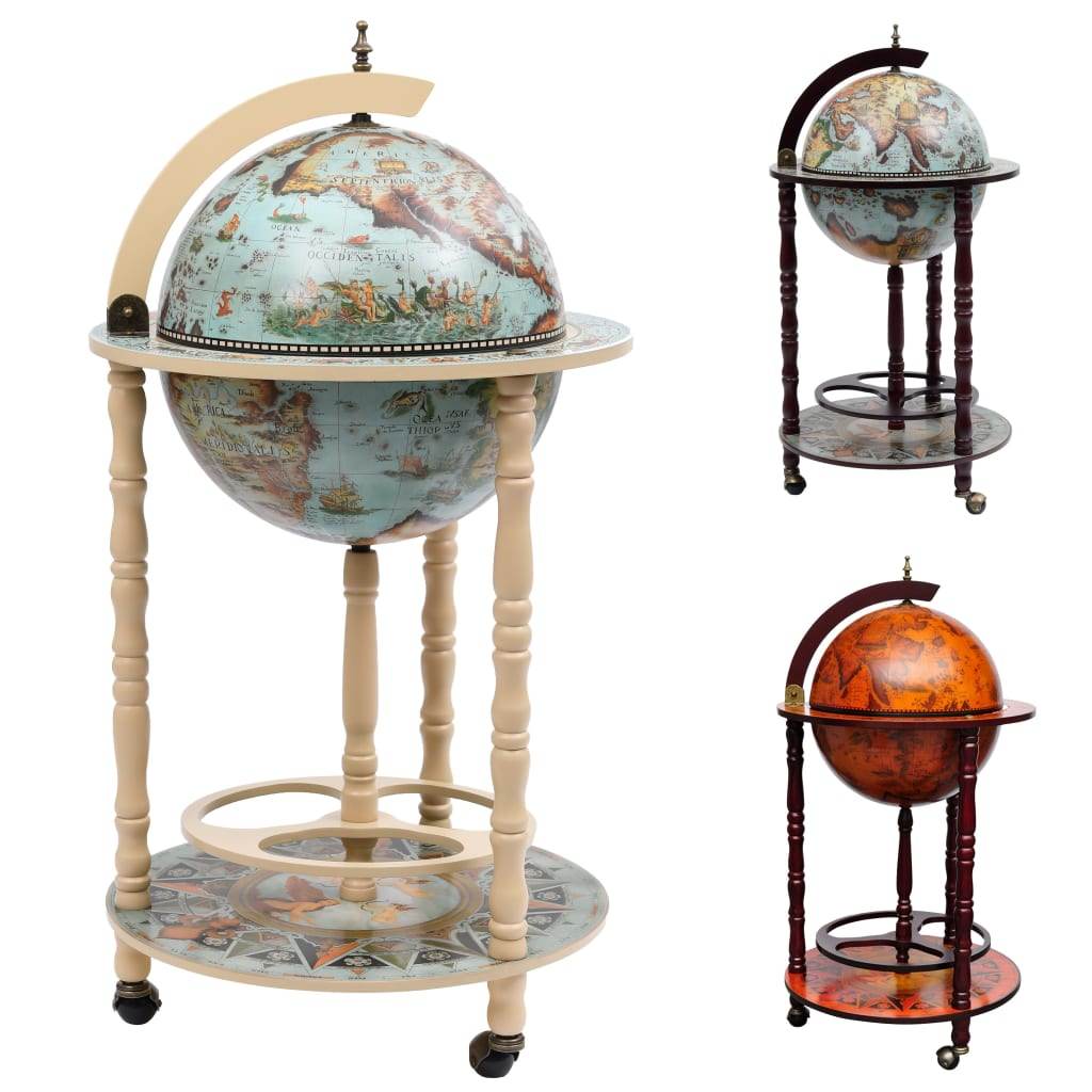 vidaXL Globe Bar Cart Globe Wine Bar Liquor Bar Cabinet Solid Eucalyptus Wood - Loft&Timber