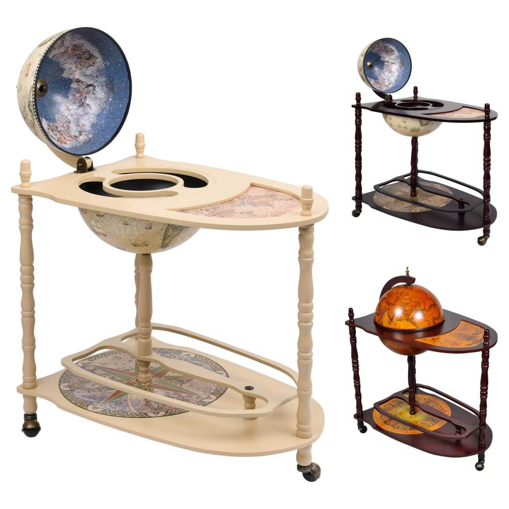vidaXL Globe Bar Cart Globe Wine Bar Liquor Bar Cabinet Solid Eucalyptus Wood - Loft&Timber