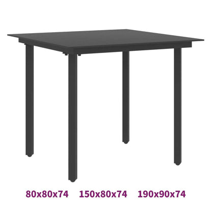 vidaXL Outdoor Dining Table Patio Table with Glass Top Garden Furniture Steel - Loft&Timber