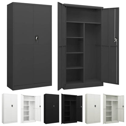 vidaXL Storage Cabinet with a Lock Storage Locker Storage Organizer Steel - Loft&Timber