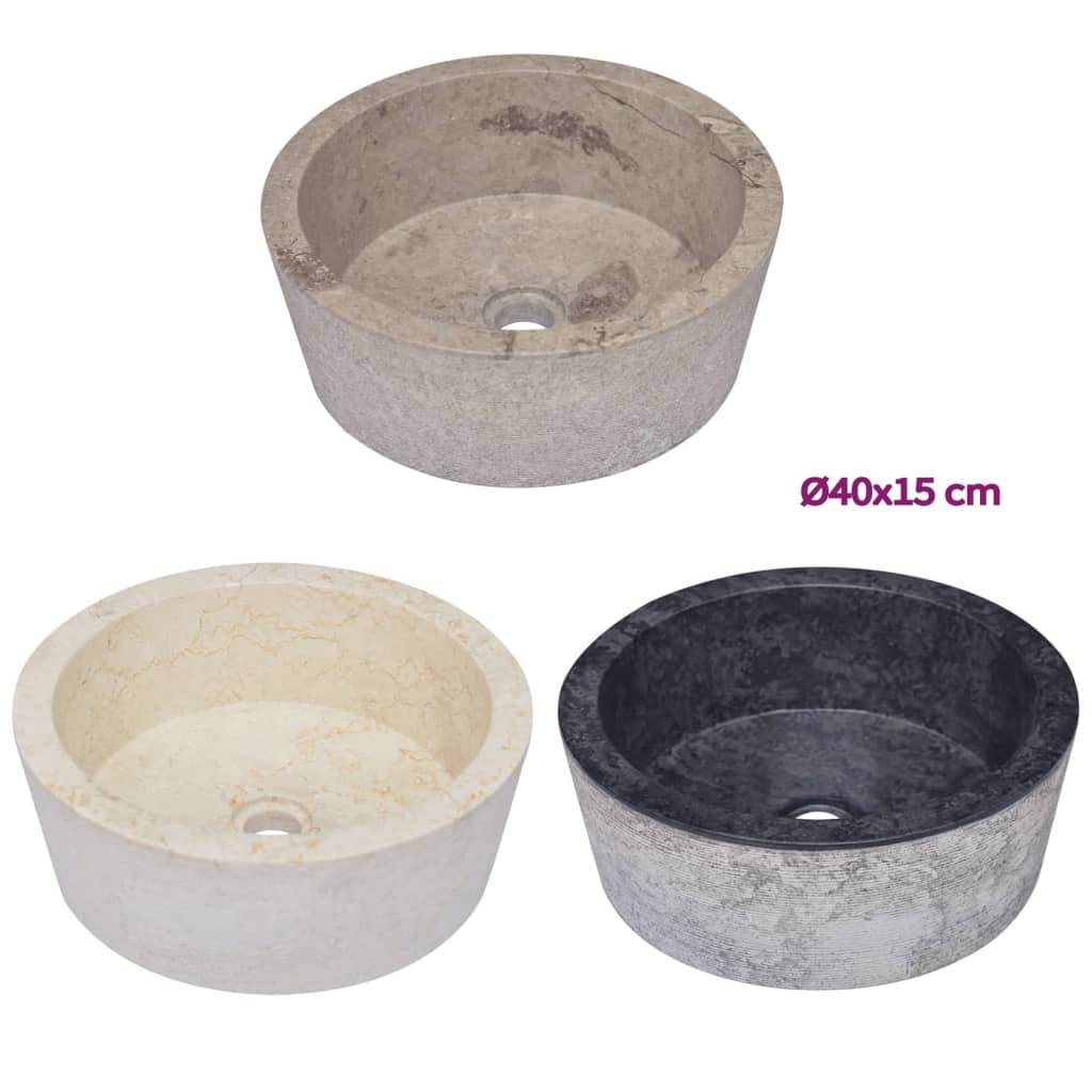 vidaXL Sink Above Counter Vanity Sink Natural Stone Basin for Bathroom Marble - Loft&Timber