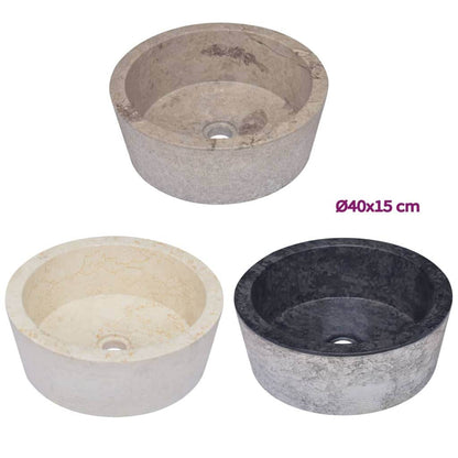 vidaXL Sink Above Counter Vanity Sink Natural Stone Basin for Bathroom Marble - Loft&Timber