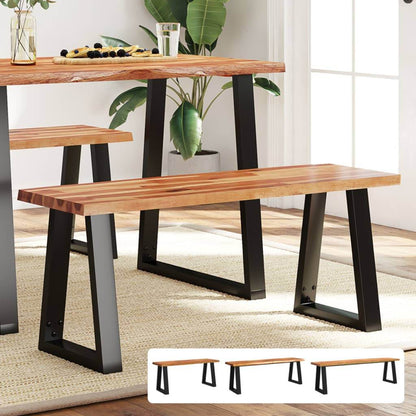 vidaXL Bench with Live Edge Dining Bench Living Room Seating Solid Wood Acacia - Loft&Timber