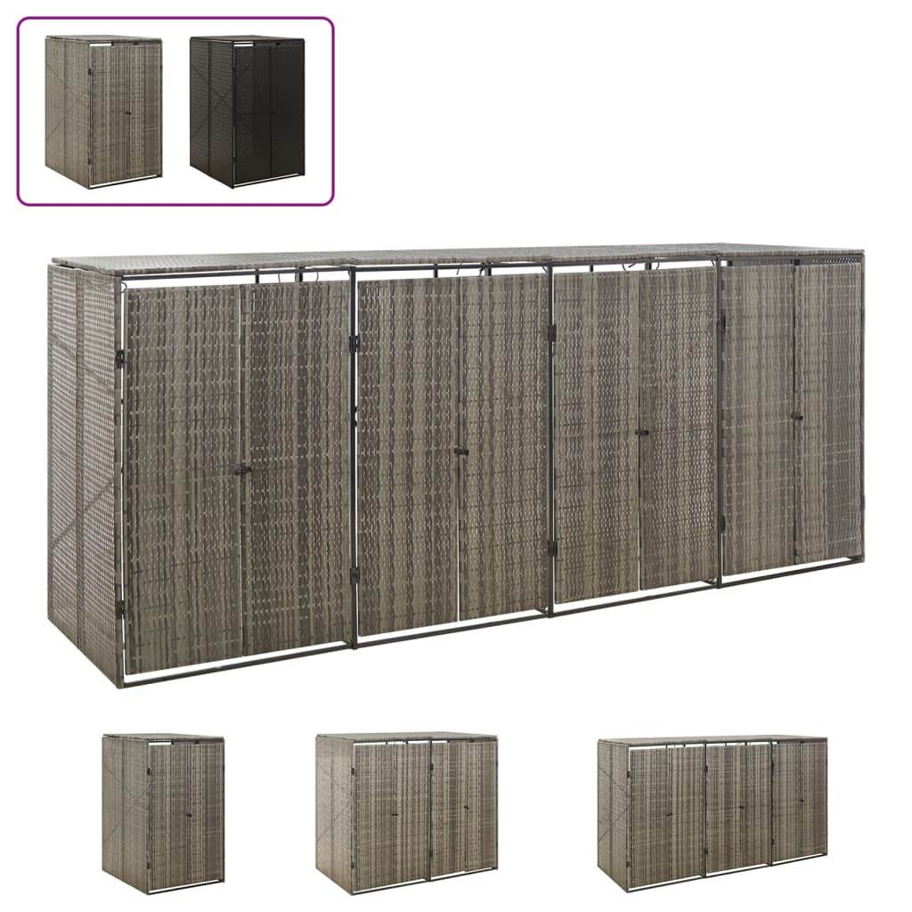 vidaXL Bin Store Outdoor Trash Can Storage Single Wheelie Bin Shed Poly Rattan - Loft&Timber