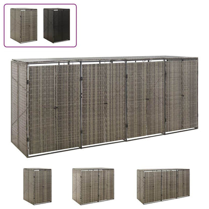 vidaXL Bin Store Outdoor Trash Can Storage Single Wheelie Bin Shed Poly Rattan - Loft&Timber