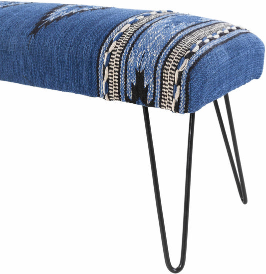 Wesselsbron Navy Striped Upholstered Bench - Loft&Timber