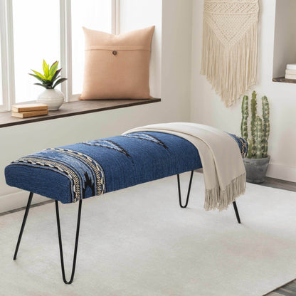 Wesselsbron Navy Striped Upholstered Bench - Loft&Timber