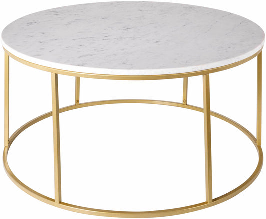 Taminango White Marble Gold Frame Coffee Table - Loft&Timber