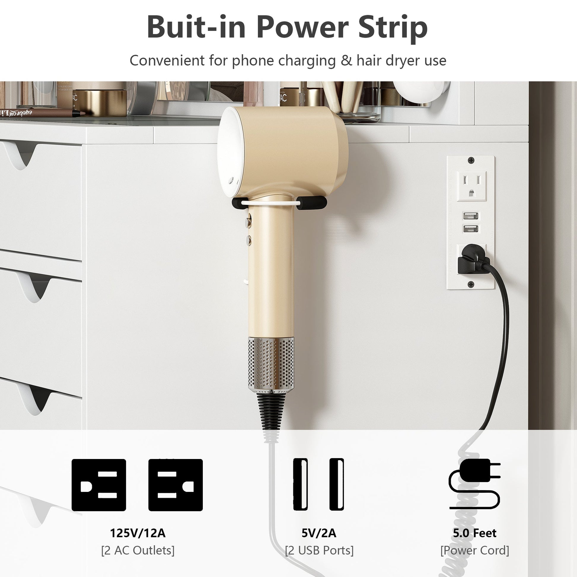 Yanosaku VD008 Bedroom Makeup Vanity desk with LED Mirro, 15 Drawers-4