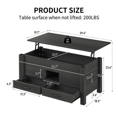 Yanosaku CT002 Lift Top Coffee Table with Storage, Modern Farmhouse Black-1