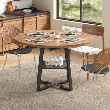 Yanosaku DT001 47" Extendable Round Table for 4–8, Walnut Metal Frame-3