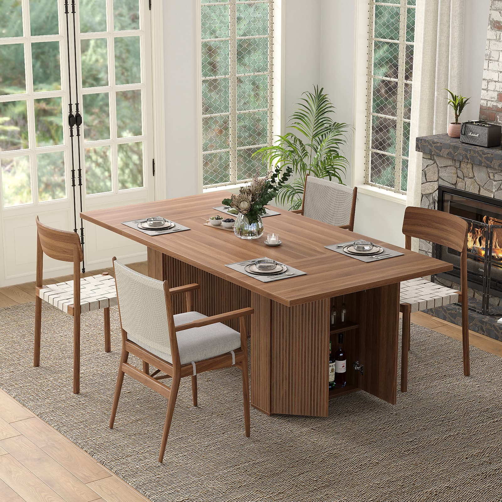 Yanosaku DT002 78.7" Rectangular Farmhouse Dining Table for 4–10-2