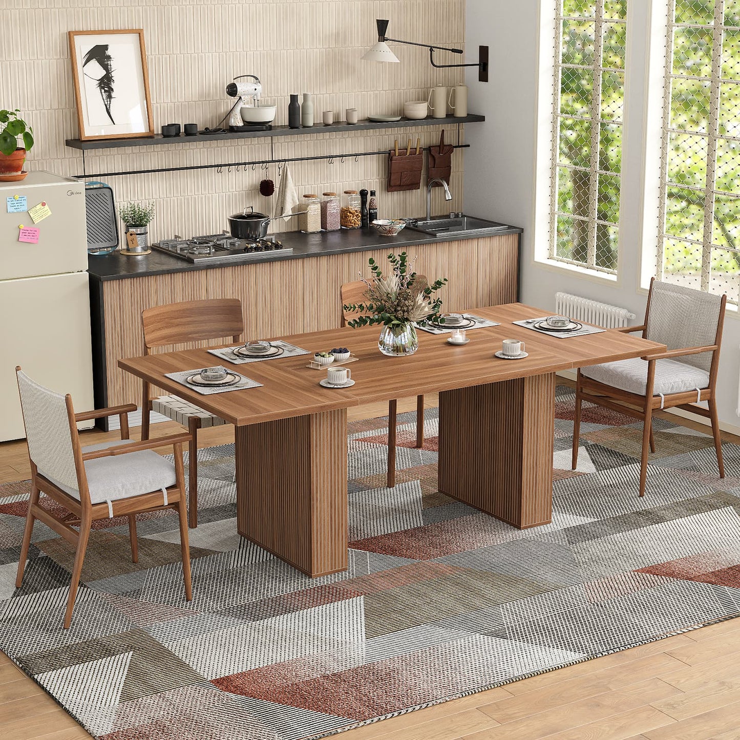 Yanosaku DT002 78.7" Rectangular Farmhouse Dining Table for 4–10-3