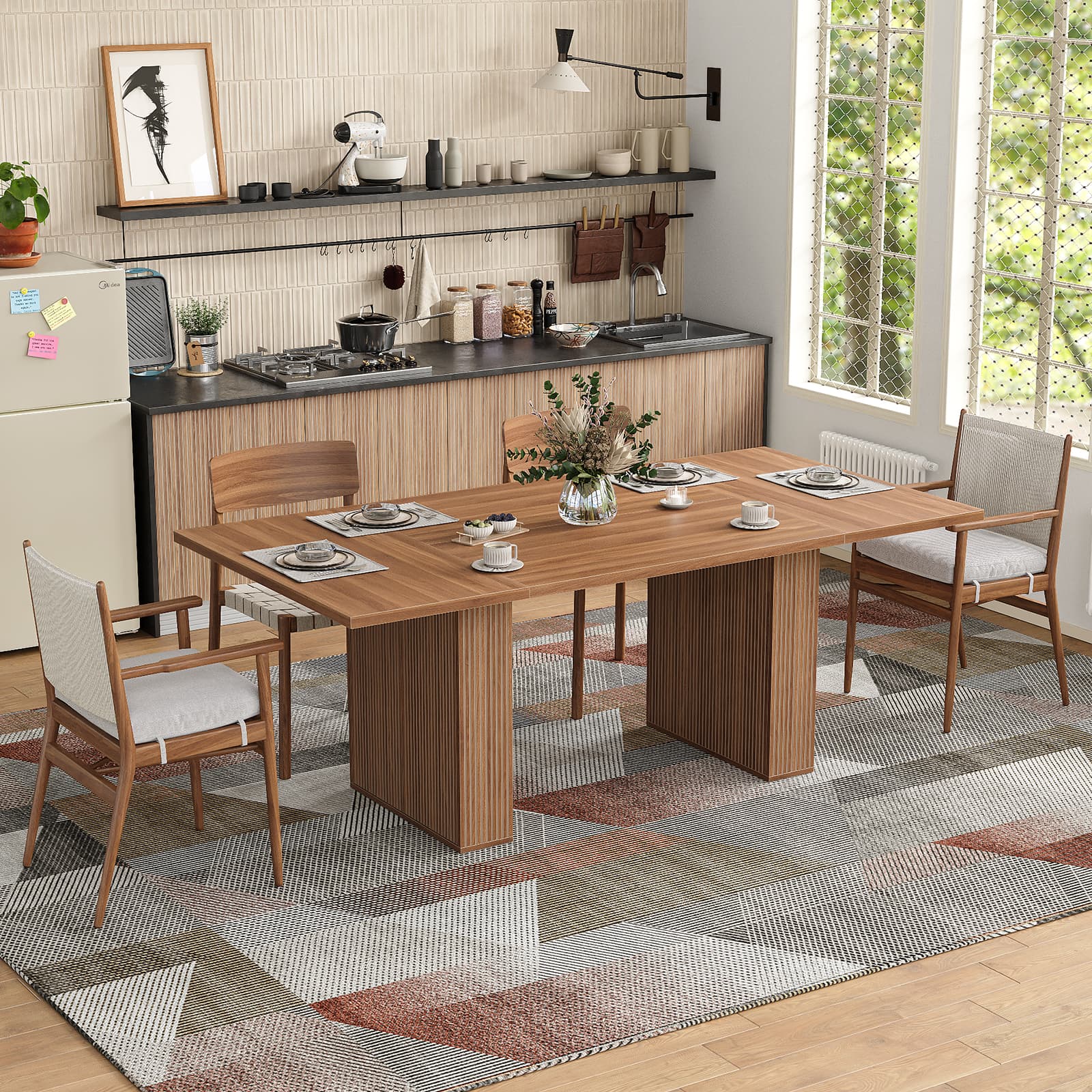 Yanosaku DT002 78.7" Rectangular Farmhouse Dining Table for 4–10-3