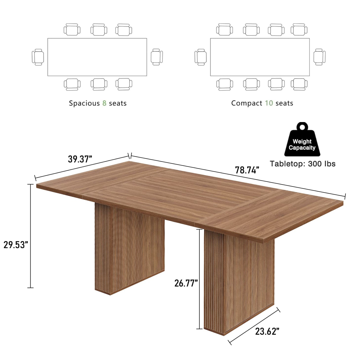Yanosaku DT002 78.7" Rectangular Farmhouse Dining Table for 4–10-1