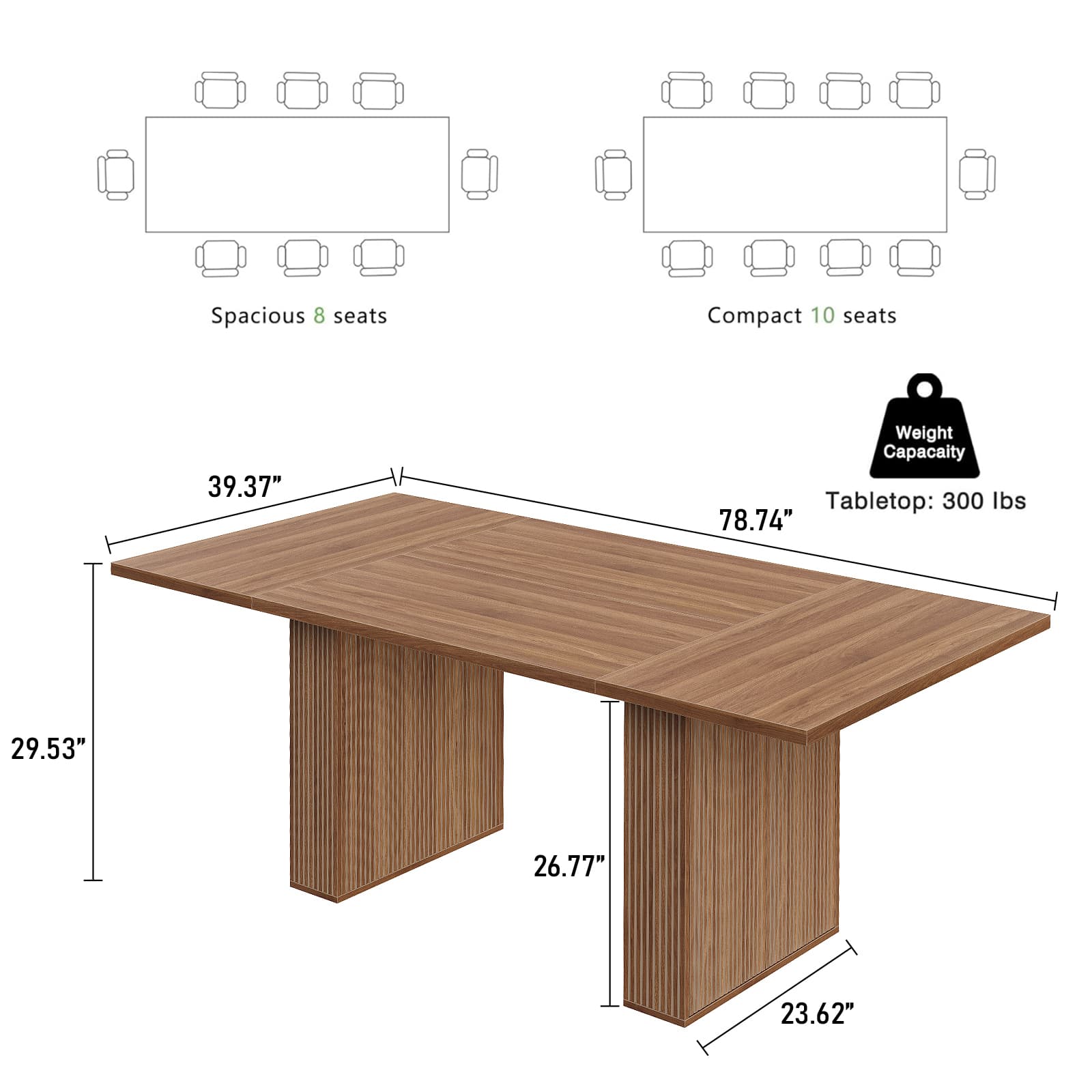 Yanosaku DT002 78.7" Rectangular Farmhouse Dining Table for 4–10-1