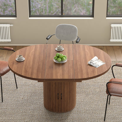 Yanosaku DT004 43"-59" Extendable Round Dining Table for 4–8, Walnut-2