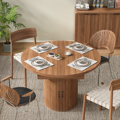Yanosaku DT004 43"-59" Extendable Round Dining Table for 4–8, Walnut-3