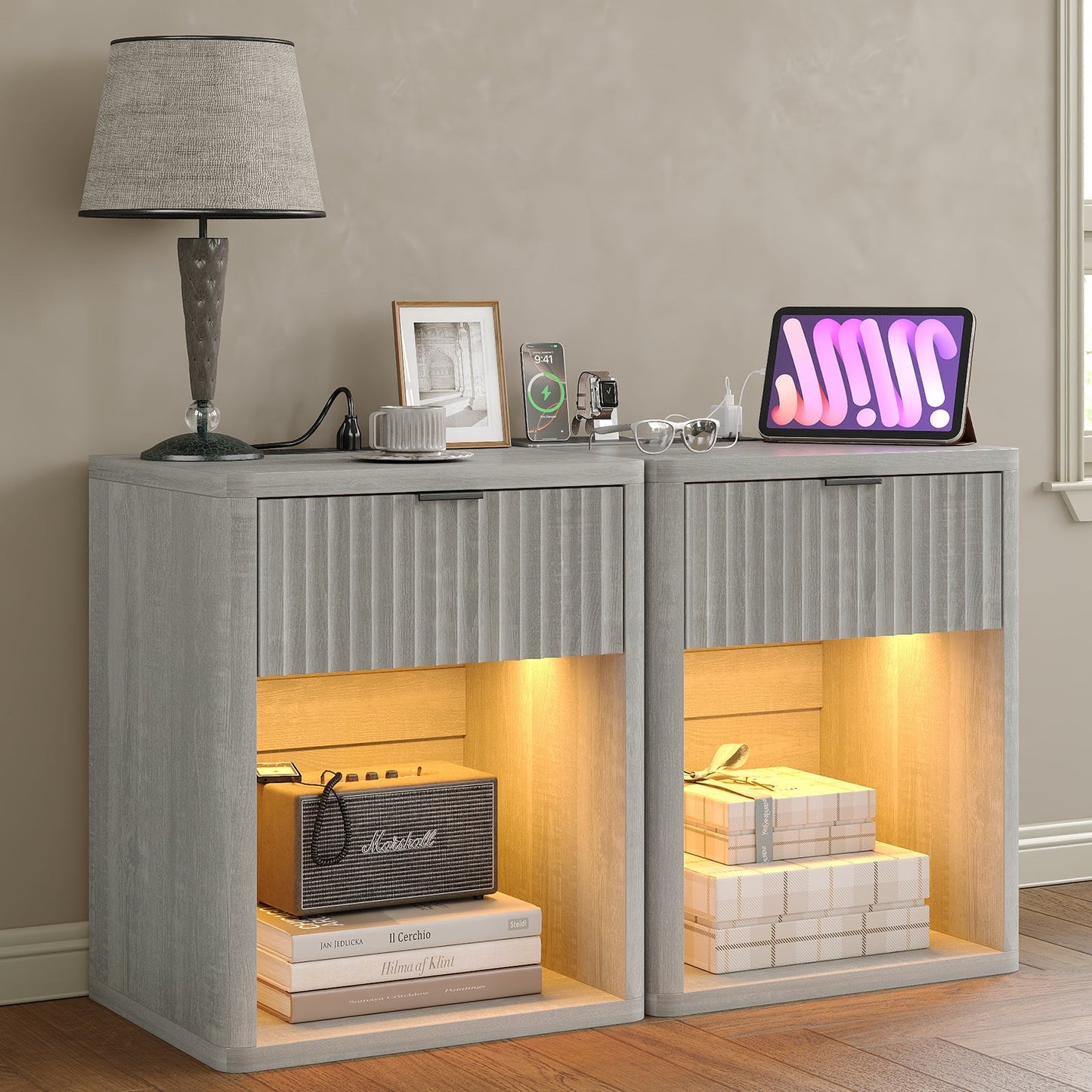 Yanosaku NS001 Wood Night Stand with Drawer-8