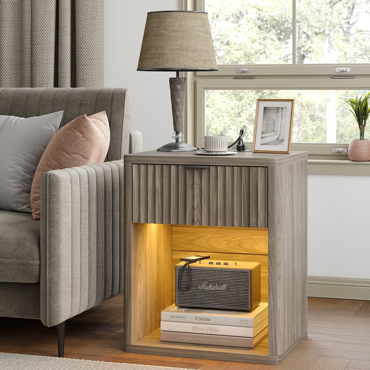 Yanosaku NS001 Wood Night Stand with Drawer-5