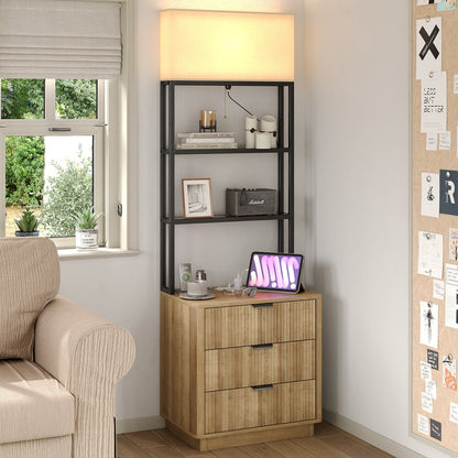 Yanosaku NS002 Nightstand Set of 2 with Charging Station, 3 Drawers-2