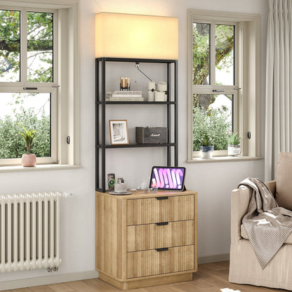 Yanosaku NS002 Nightstand Set of 2 with Charging Station, 3 Drawers-3