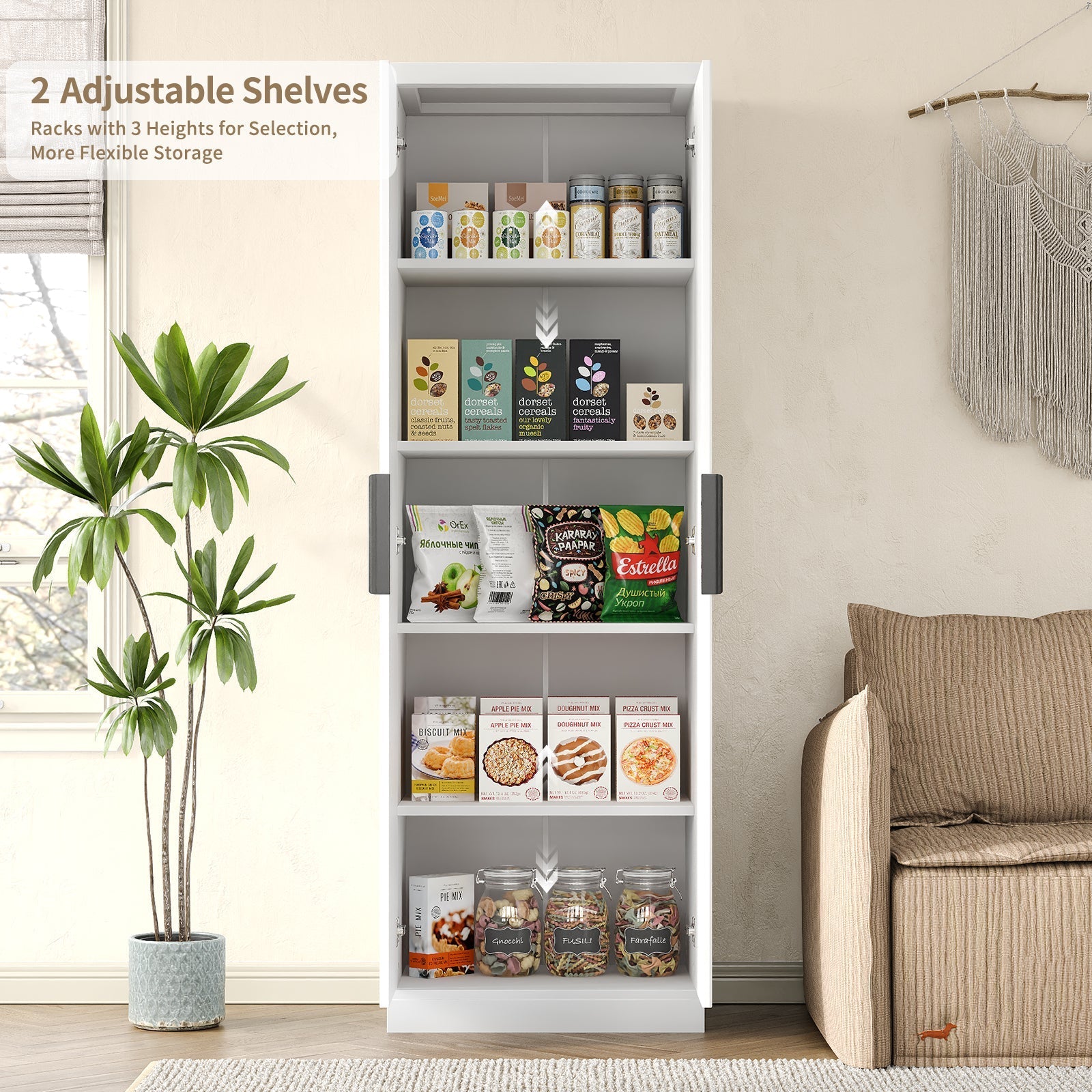 Yanosaku SC002 71'' Tall Storage Cabinet, 5-Tier Fluted-3