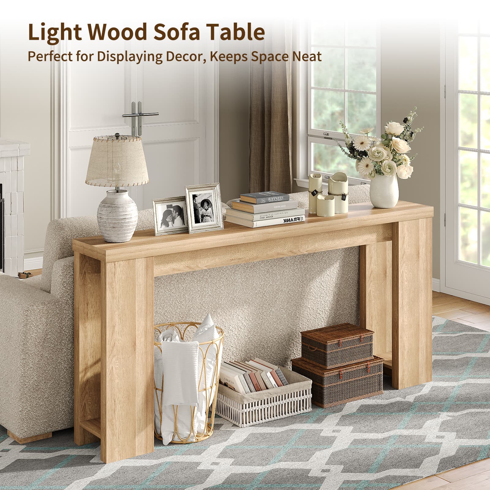 Yanosaku ST001 70.9" Farmhouse Console Table for Entryway & Living Room-4