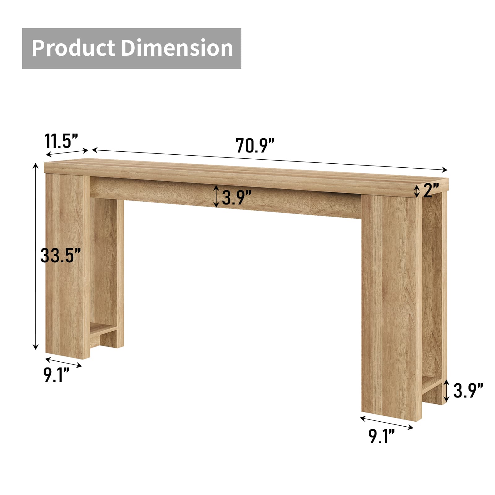 Yanosaku ST001 70.9" Farmhouse Console Table for Entryway & Living Room-1