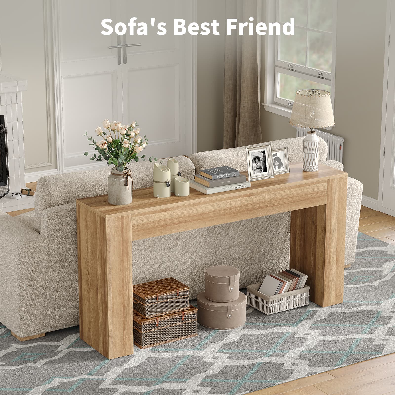 Yanosaku ST003 63" Farmhouse Console Table for Entryway & Living Room-4