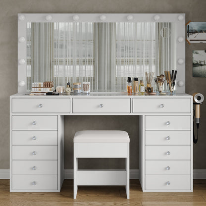 Yanosaku VD016 Bedroom Makeup Vanity desk with LED Mirror, 13 Drawers-0