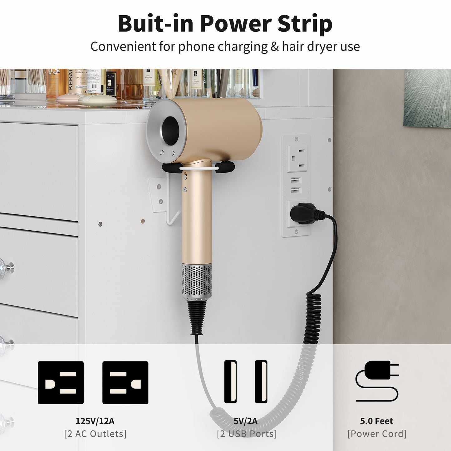 Yanosaku VD019 Bedroom Makeup Vanity desk with LED Mirror, 15 Drawers-4