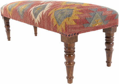 Yunak Rustic Geometric Tapestry Bench - Loft&Timber