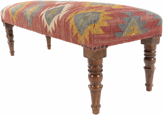 Yunak Rustic Geometric Tapestry Bench - Loft&Timber