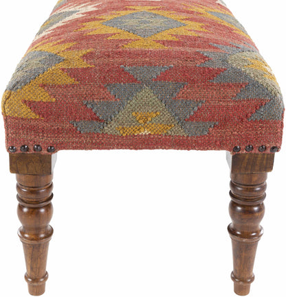 Yunak Rustic Geometric Tapestry Bench - Loft&Timber