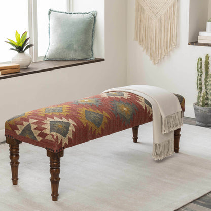 Yunak Rustic Geometric Tapestry Bench - Loft&Timber