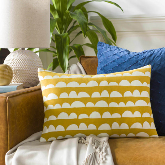 Zuni Yellow Scallop Pattern Throw Pillow - Clearance - Loft&Timber